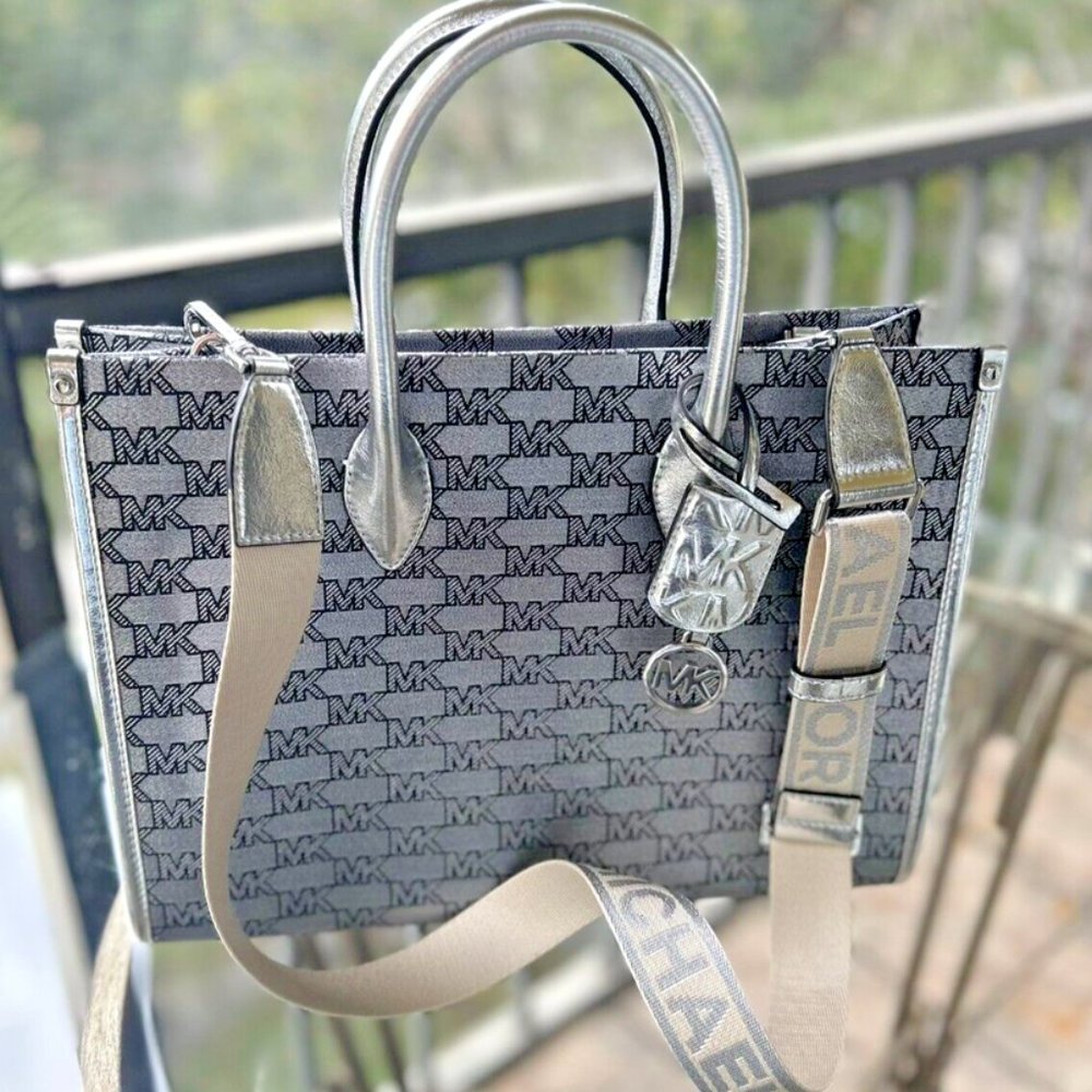 Michael Kors Mirella Medium Tote: Unleash Timeless Elegance in MK Silver
